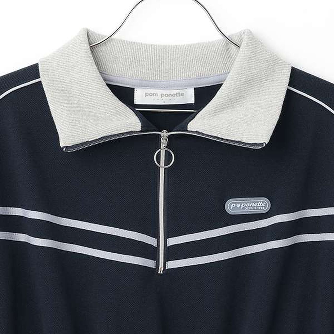 Half ZIP Cut One-Piece Dress,Blue, large image number 6