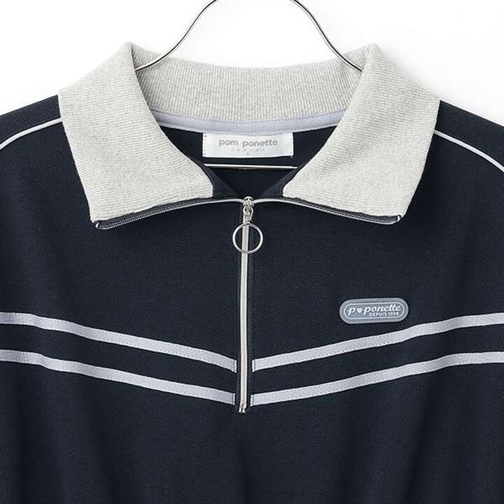 Half ZIP Cut One-Piece Dress,Blue, medium image number 6