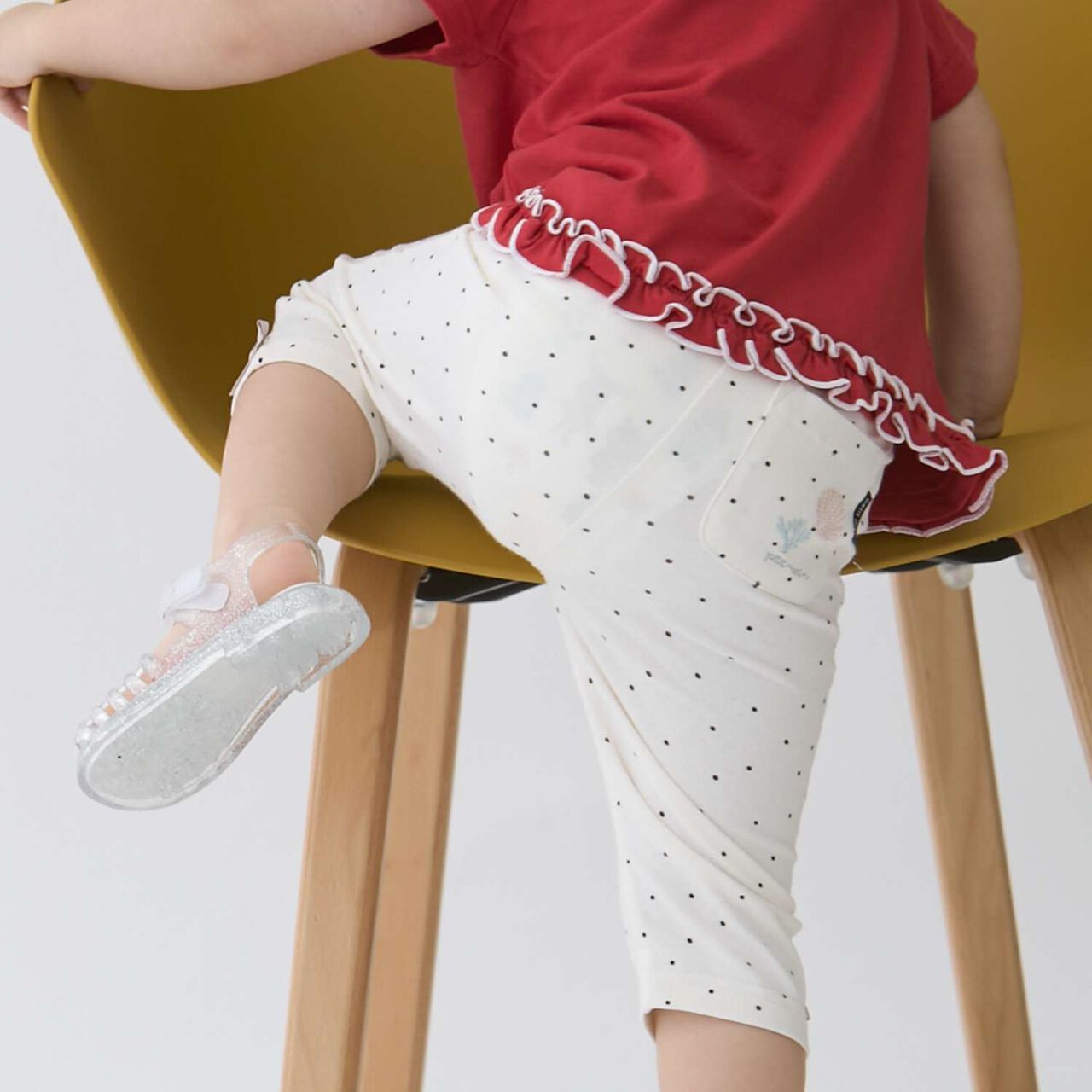 Affordable GIRLS 3/4 Length Leggings,Ivory, large image number 3