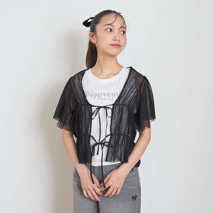 Tulle Bolero with Inner Wear,Black, medium image number 0