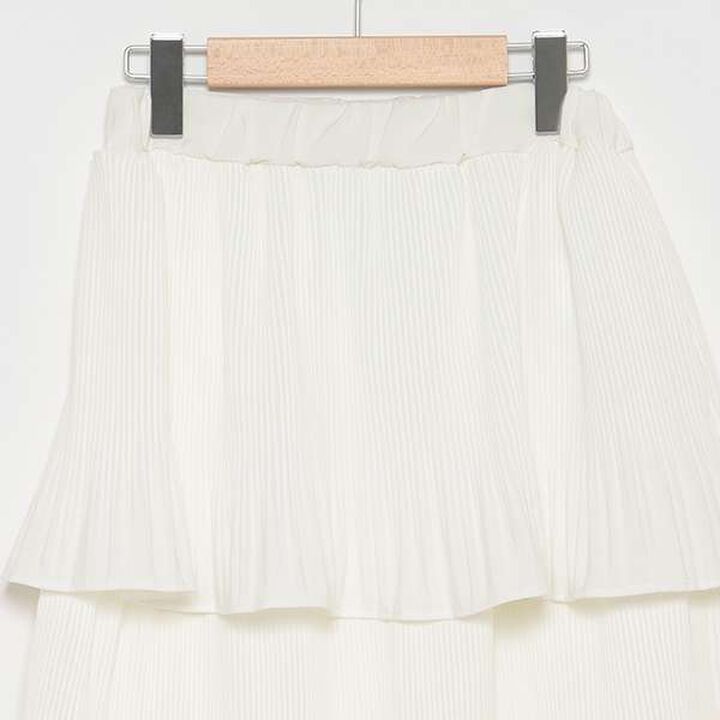 Pleated Tiered Skirt,Off white, medium image number 2