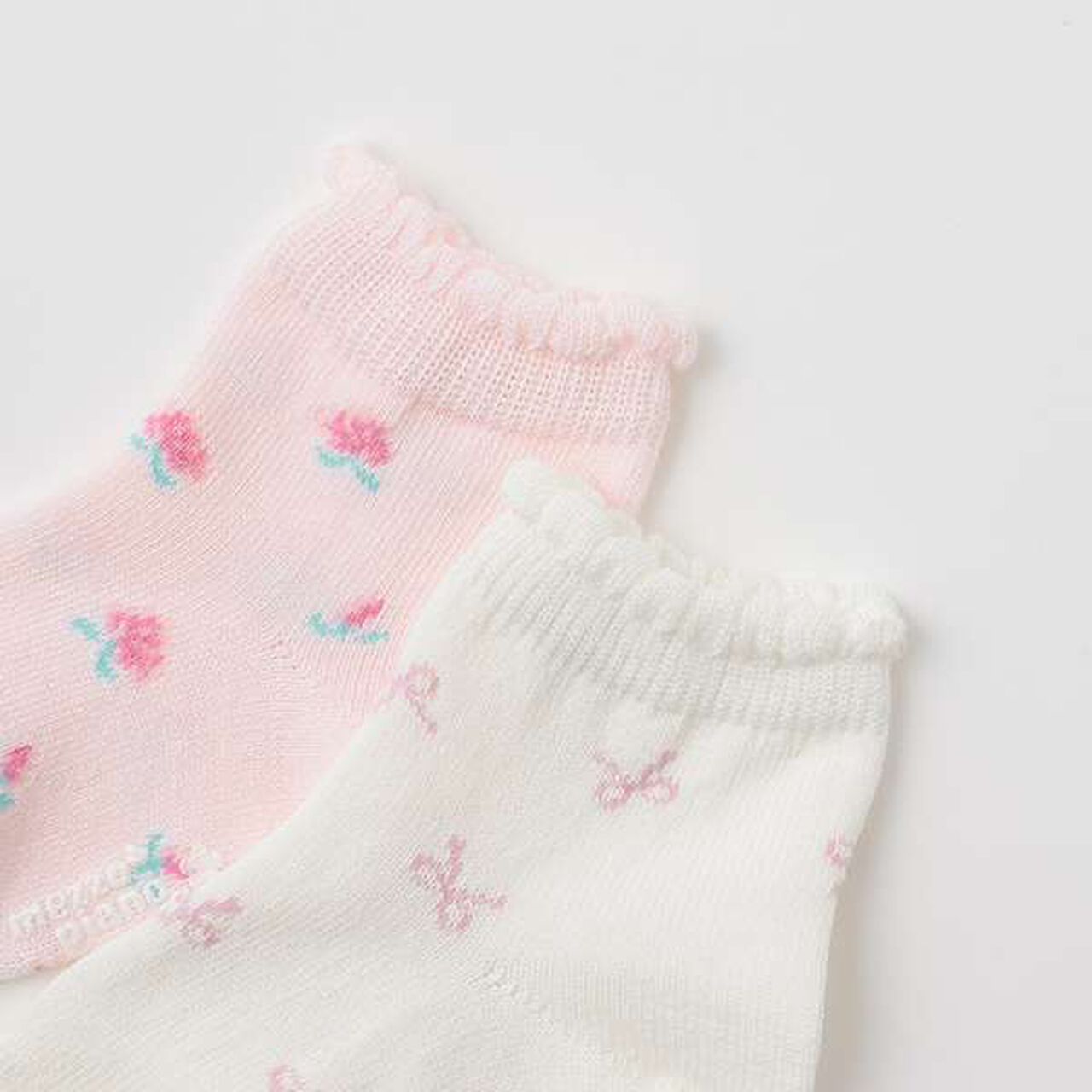 Ribbon & Rose Pattern Bib and Socks Set [Box Included],Light pink, large image number 6