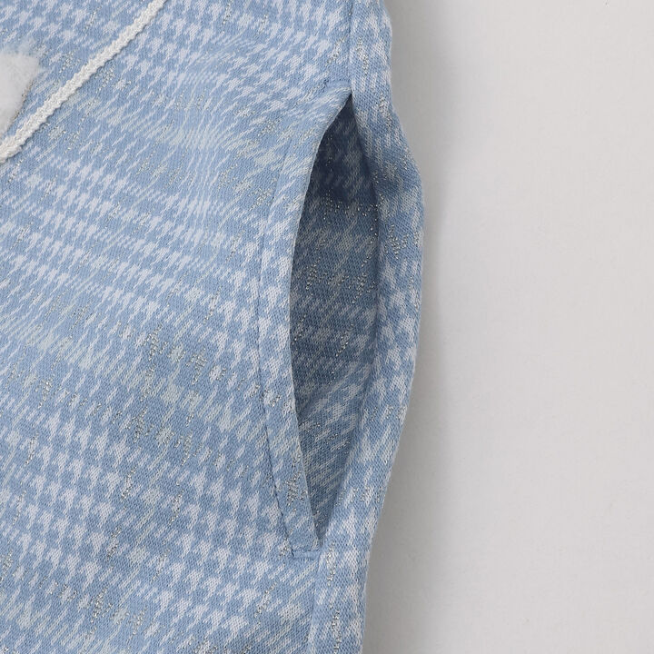 Cat Pochette-Style Check Jacquard One-Piece Dress,Sax blue, medium image number 8