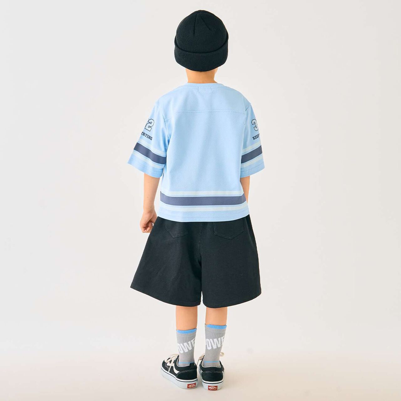 Cut Denim Culottes,Navy, large image number 14