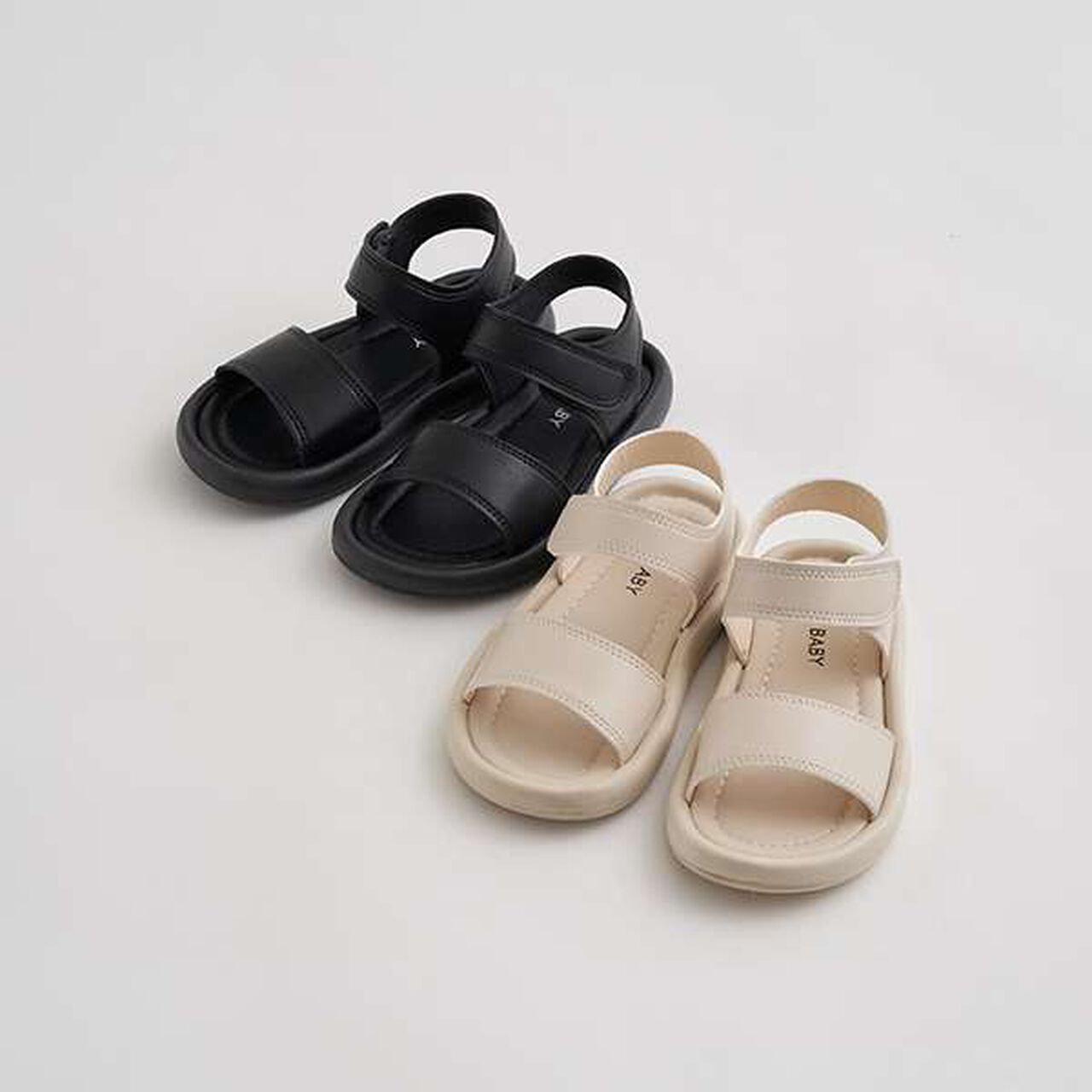 Faux Leather Flat Sandals,Ivory, large image number 1