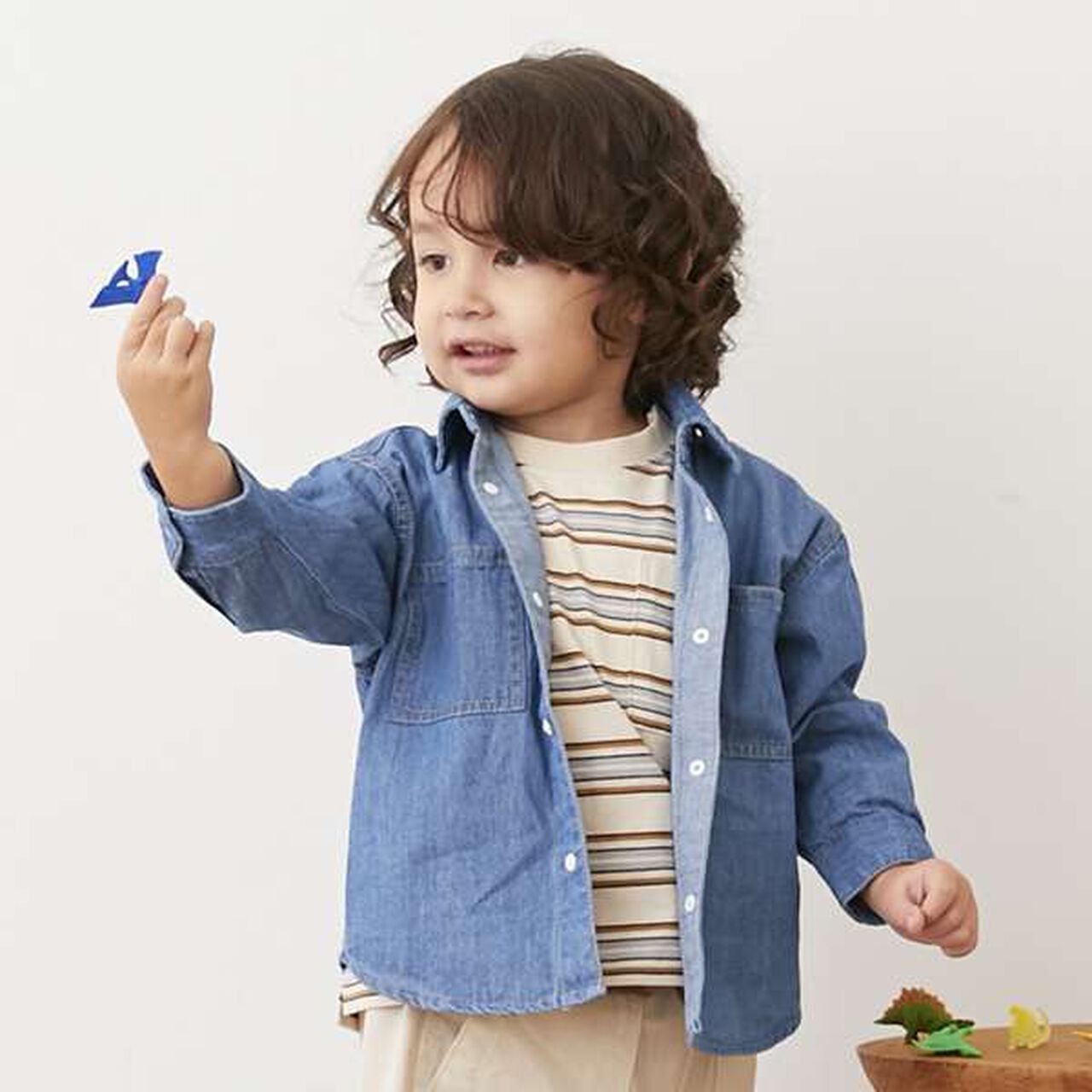 Denim Twill Long-Sleeve Shirt,Blue, large image number 0