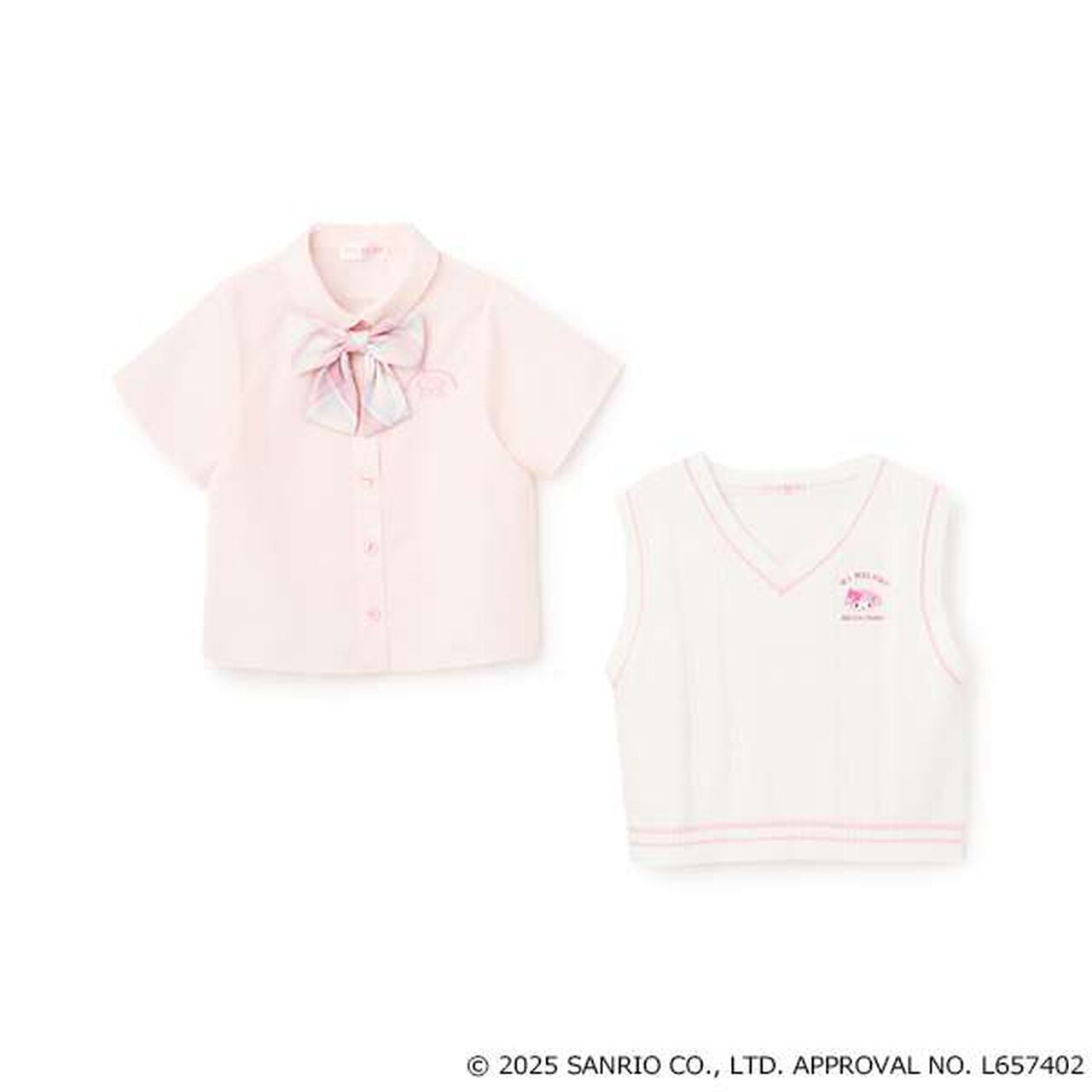 [My Melody & Cinnamoroll] Best & Blouse Set,Sax blue, large image number 12