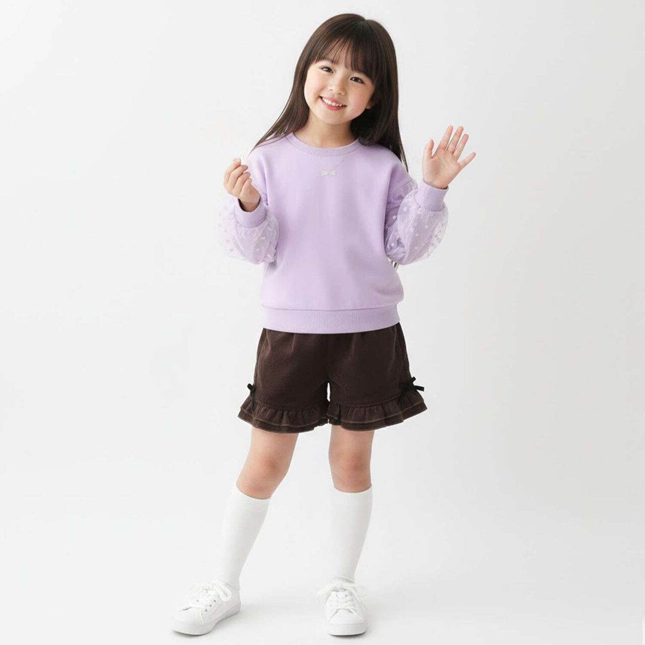Tulle Sleeve Sweatshirt,Lavender, large image number 13