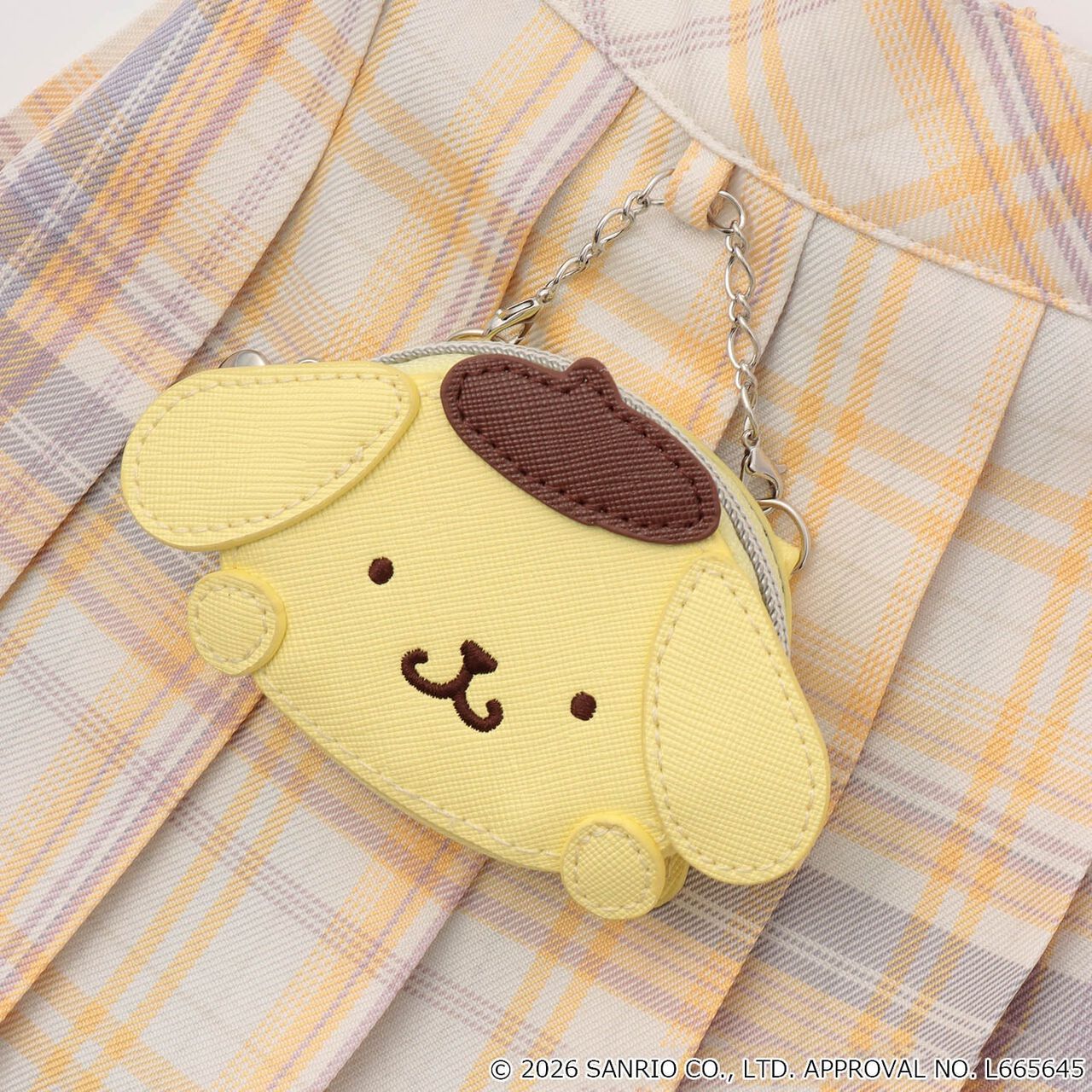 [Pompompurin] Pouch Check Pleated Skirt-Pants,Yellow, large image number 4