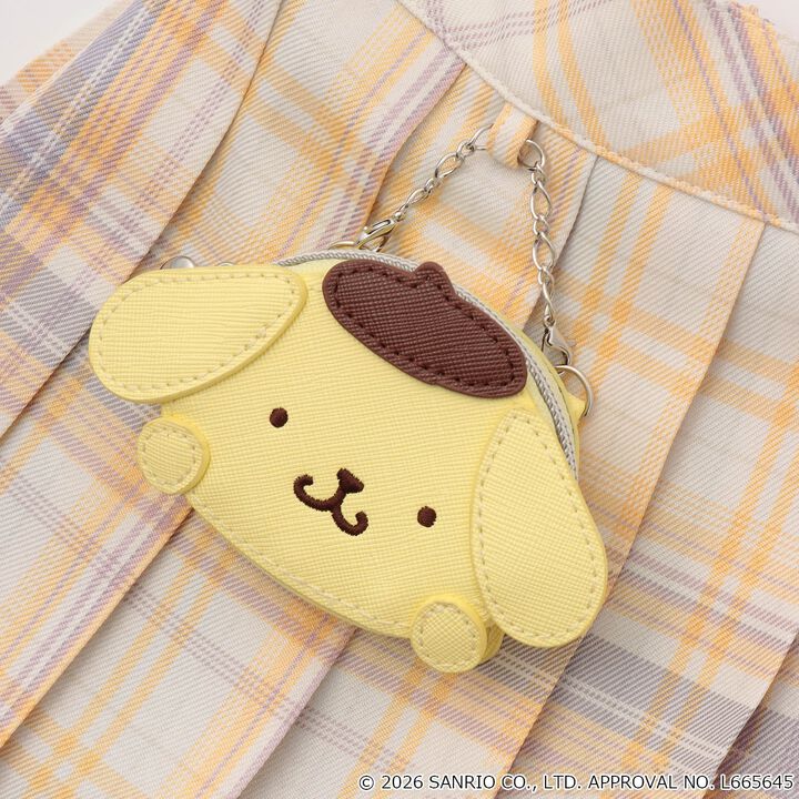 [Pompompurin] Pouch Check Pleated Skirt-Pants,Yellow, medium image number 4