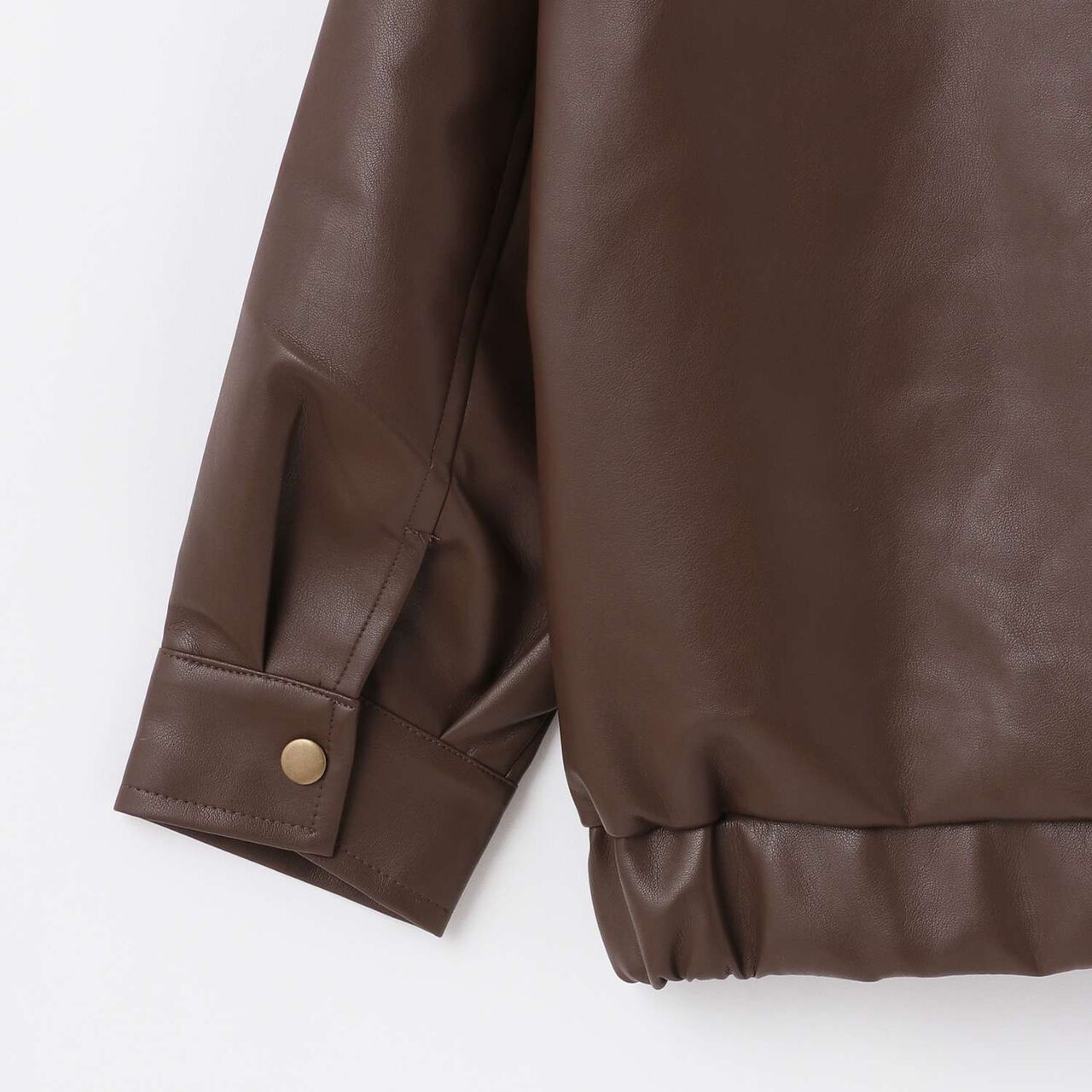 Faux Leather Jacket with Fur Collar,Black, large image number 14