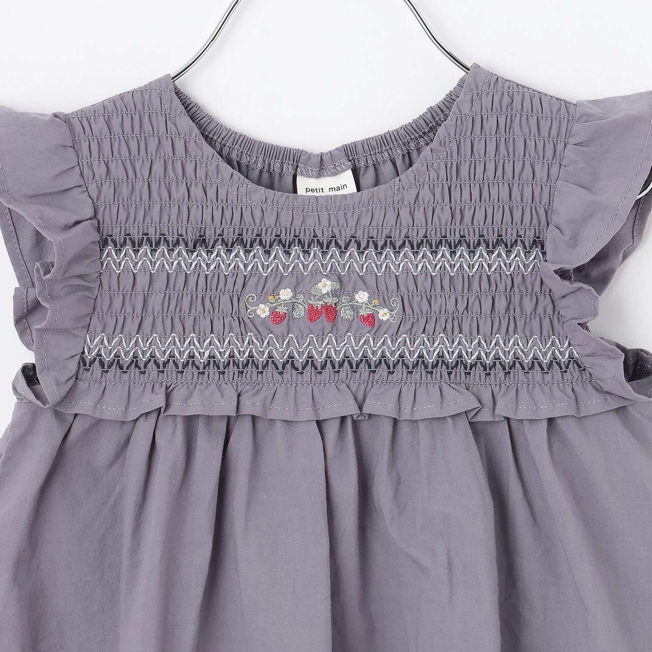 Link Strawberry Embroidery Shirred Tunic,Blue gray, large image number 10