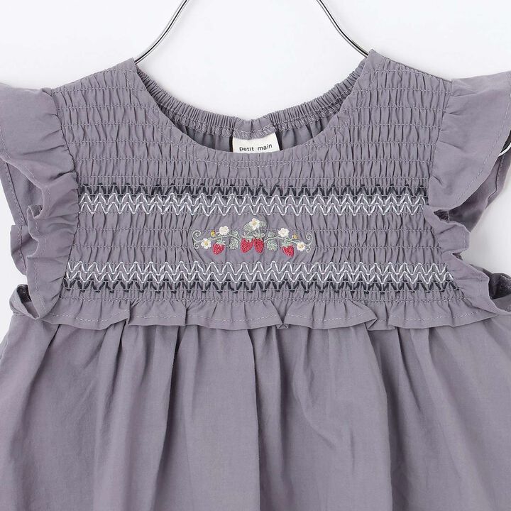 Link Strawberry Embroidery Shirred Tunic,Blue gray, medium image number 10