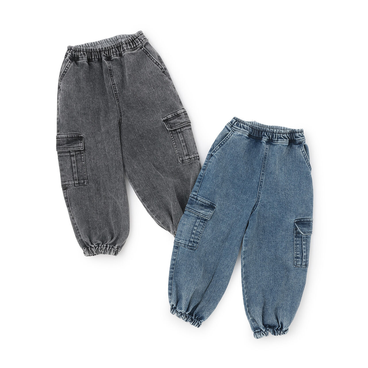 Stretch Denim Cargo Pants,Black, large image number 18