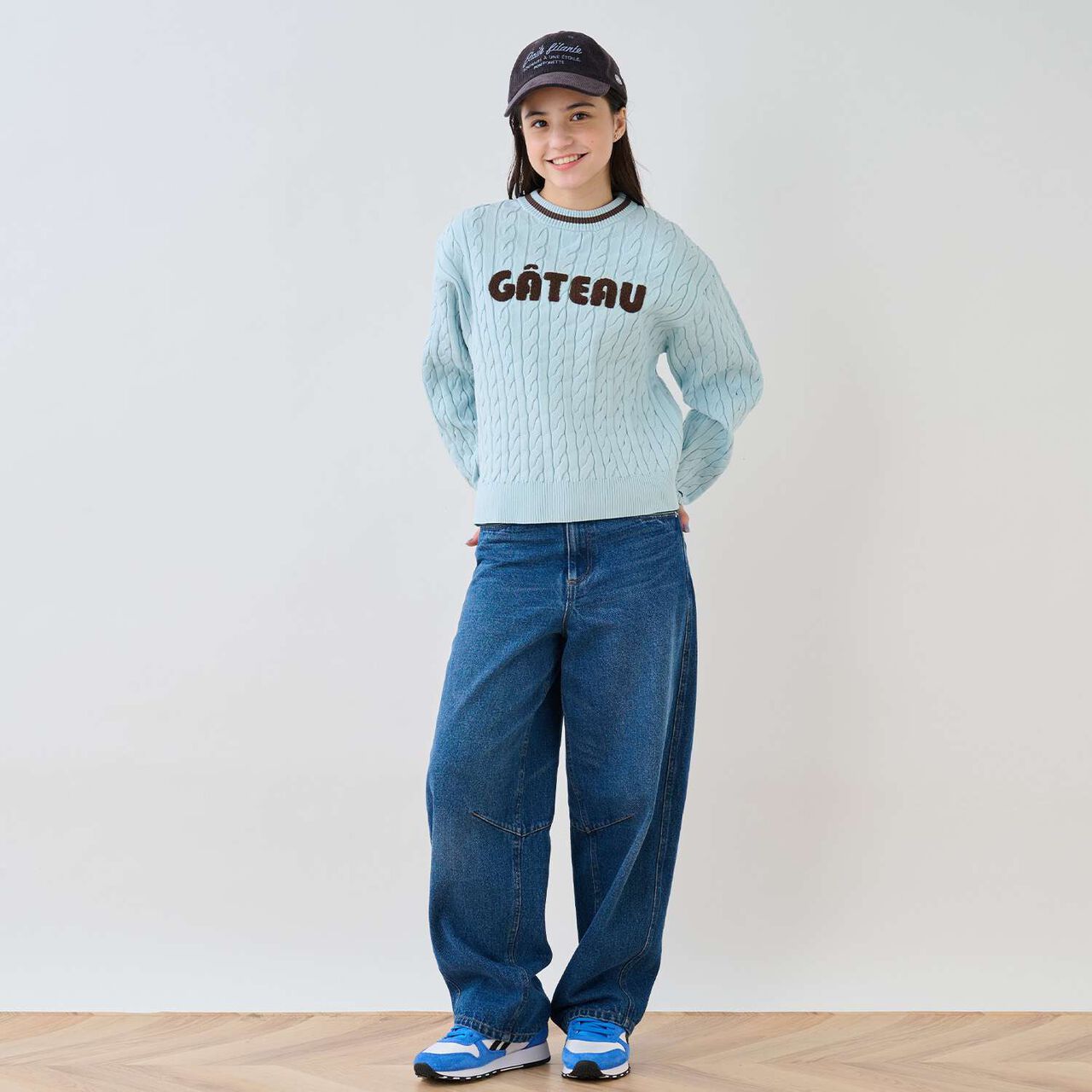 Sagara Logo Cable Knitwear[Available in 130cm],Sax blue, large image number 9