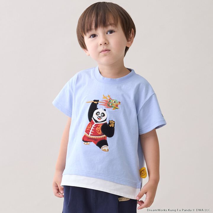 [Web Exclusive] Kung Fu Panda Embroidered Short-Sleeve T-Shirt,Blue, medium image number 0