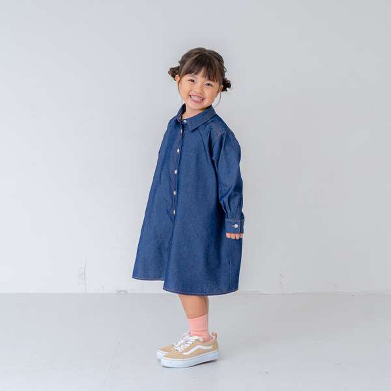 Denim Flare Shirt Dress,Light blue, large image number 16