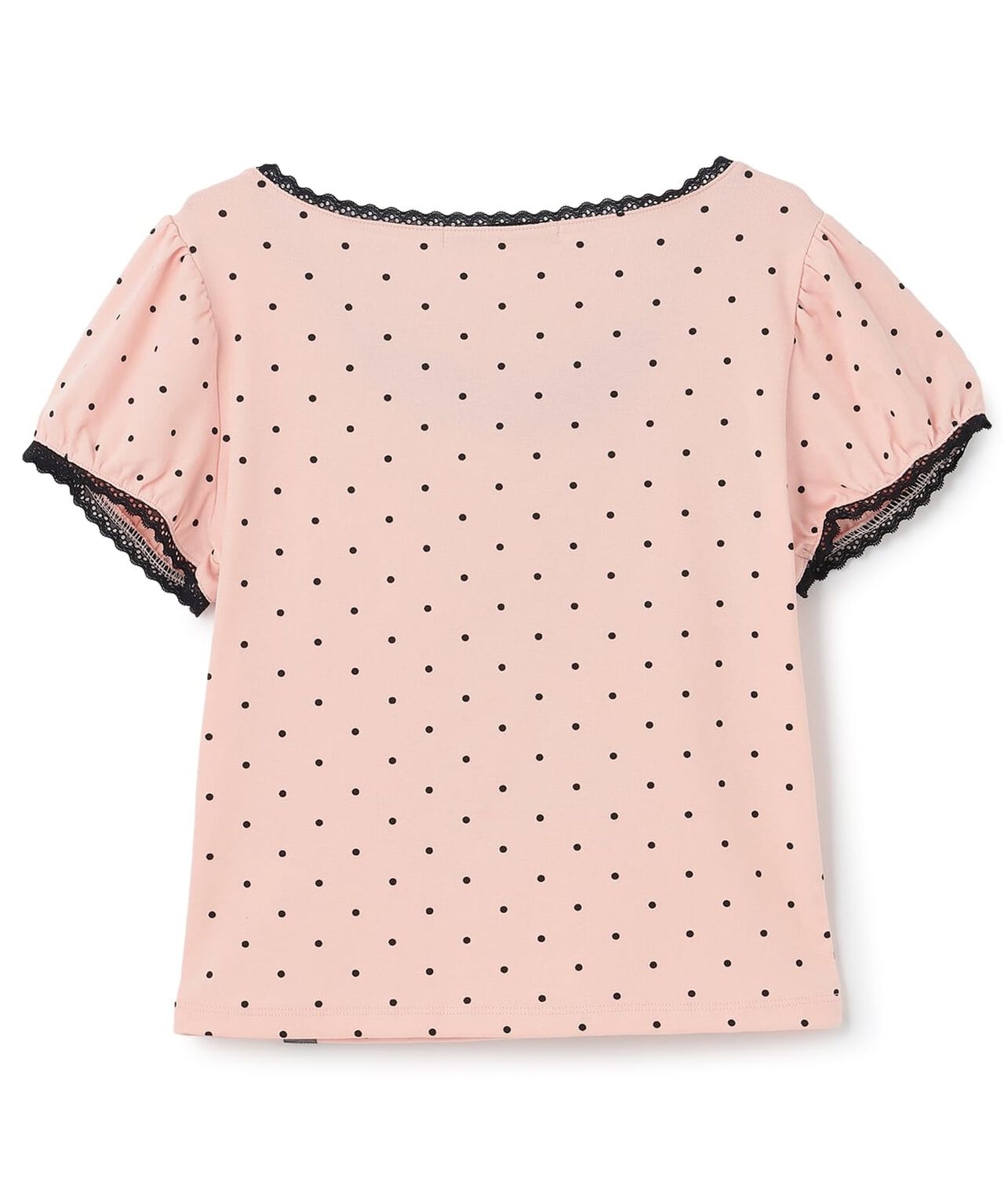 Front Ribbon Polka Dot Short Sleeve T-Shirt,Pink, large image number 7
