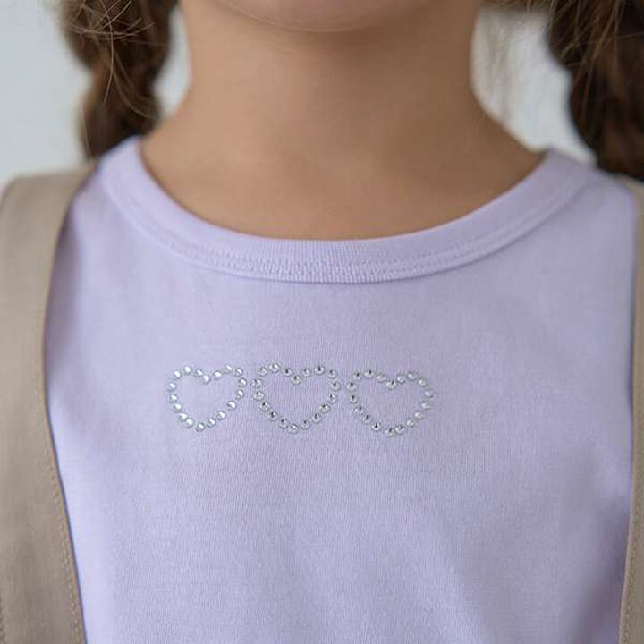 Soft Cotton Assorted Line Stone Motif Puff A-Line T-Shirt,Cream, medium image number 9