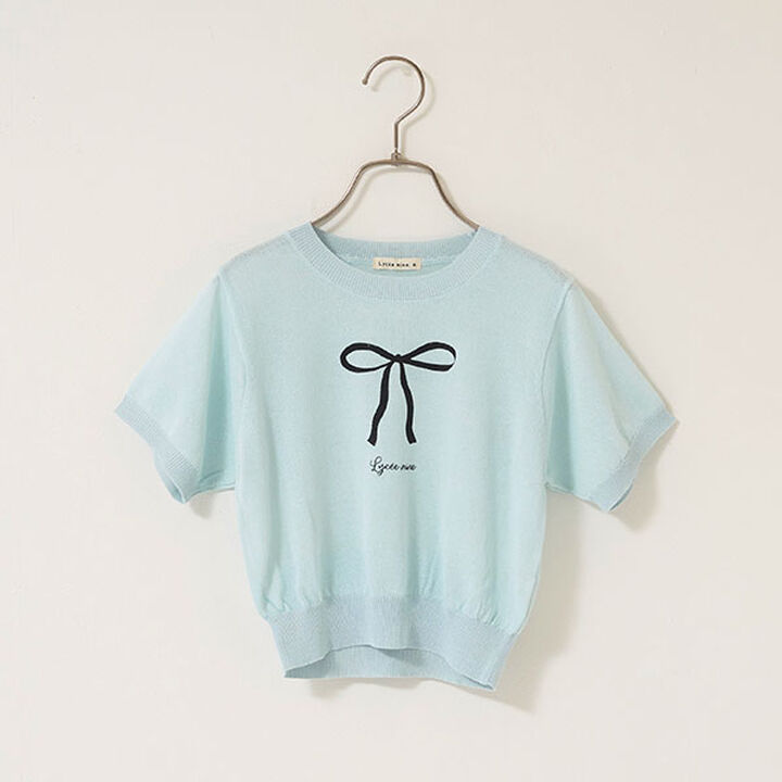 [Machine Washable] Sheer Short-Sleeve Knit Top,Black, medium image number 12