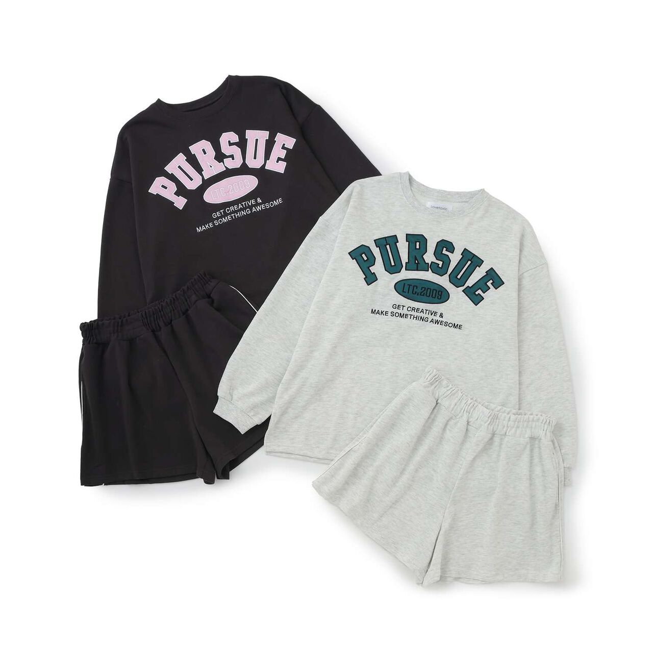 College Logo Mini Lined Long-Sleeve & Half Pants Set,Top gray, large image number 6