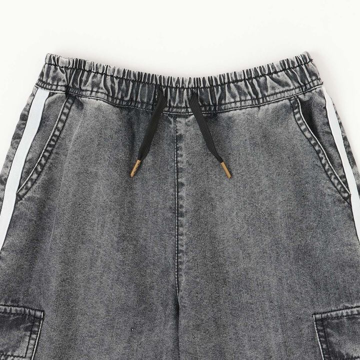 [Elastic Hem] Striped Denim Cargo Pants,Black, medium image number 13