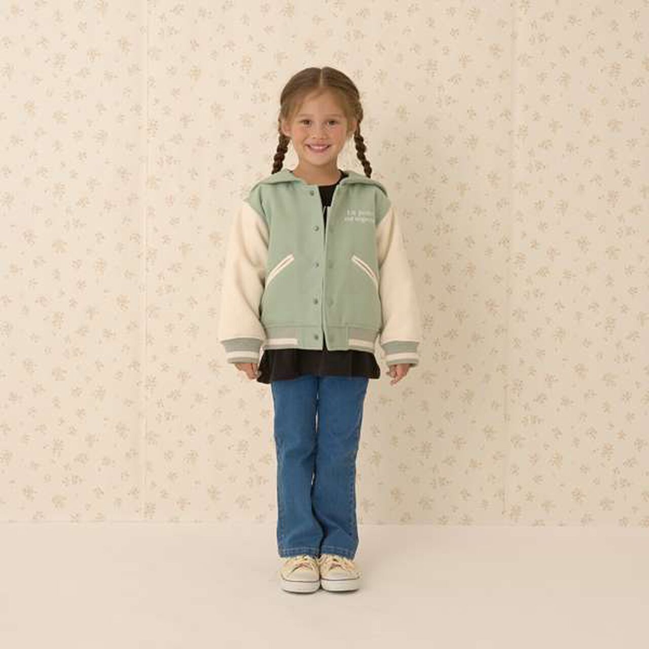 Sailor Collar Varsity Jacket,Beige, large image number 5