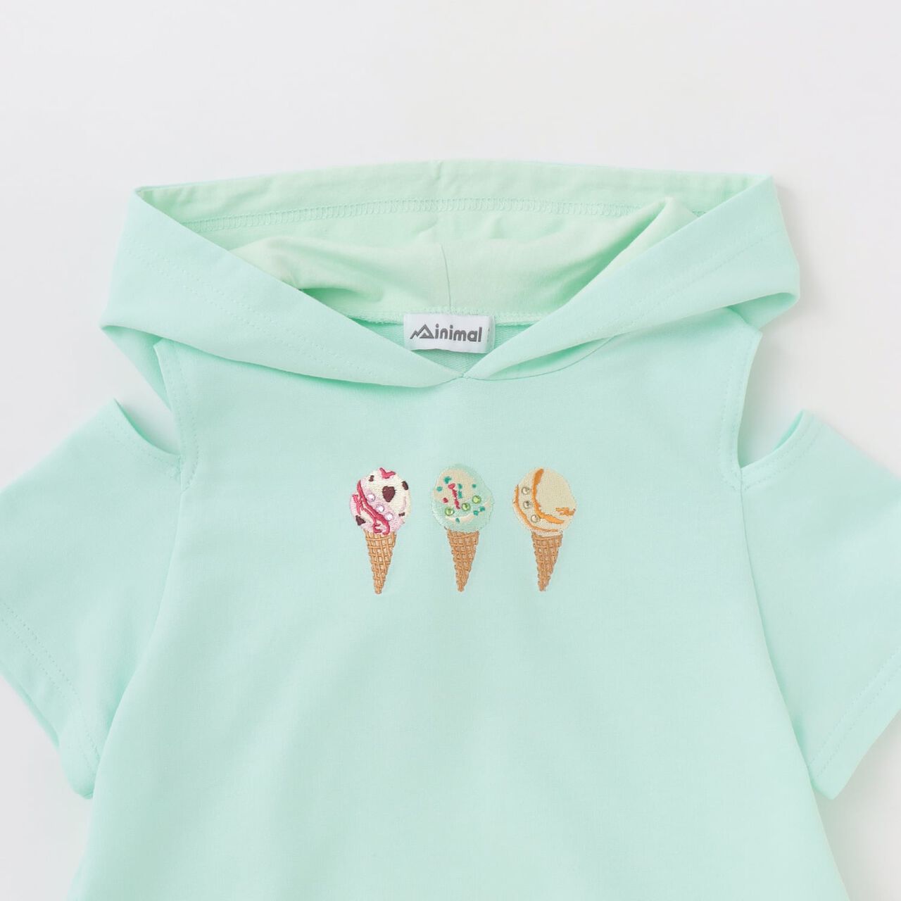 [31 Ice Cream] Cold-Shoulder Short-Sleeve Hoodie Dress,Lavender, large image number 11