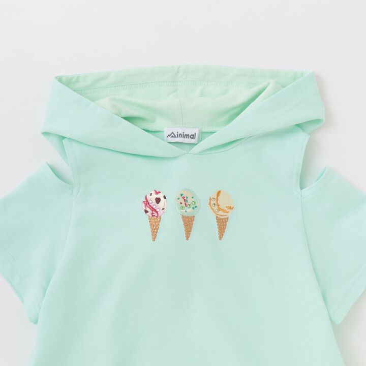 [31 Ice Cream] Cold-Shoulder Short-Sleeve Hoodie Dress,Lavender, medium image number 11