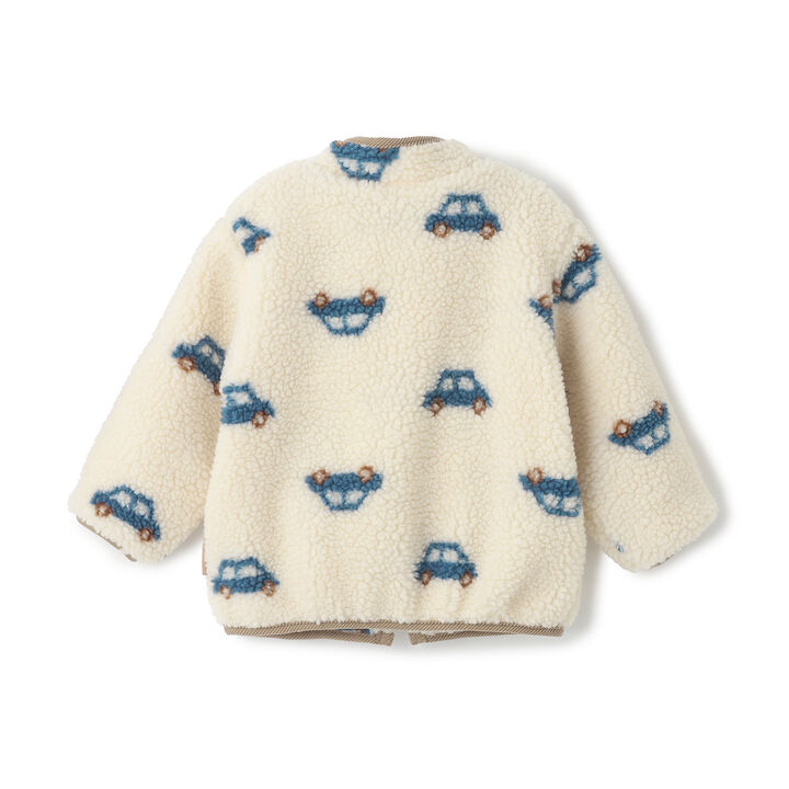 [Washable] Patterned Boa Bomber Jacket,Pearl white, medium image number 7