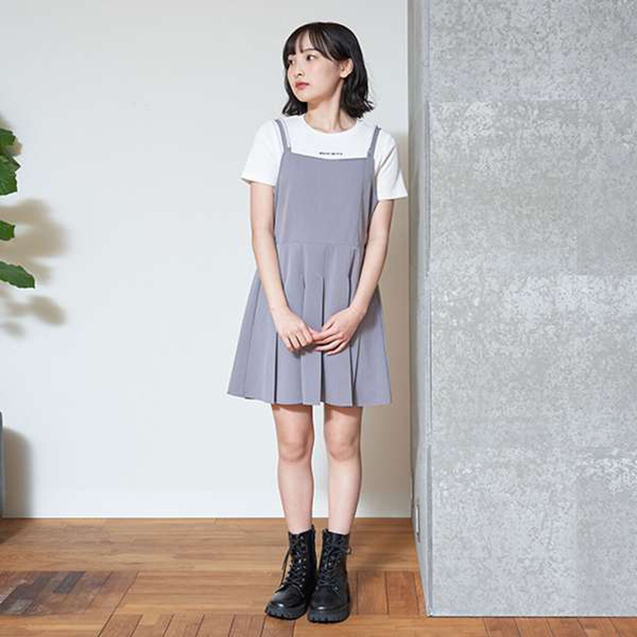 Inner Lining Included Pearl Code Jumpskirt,Gray, large image number 10