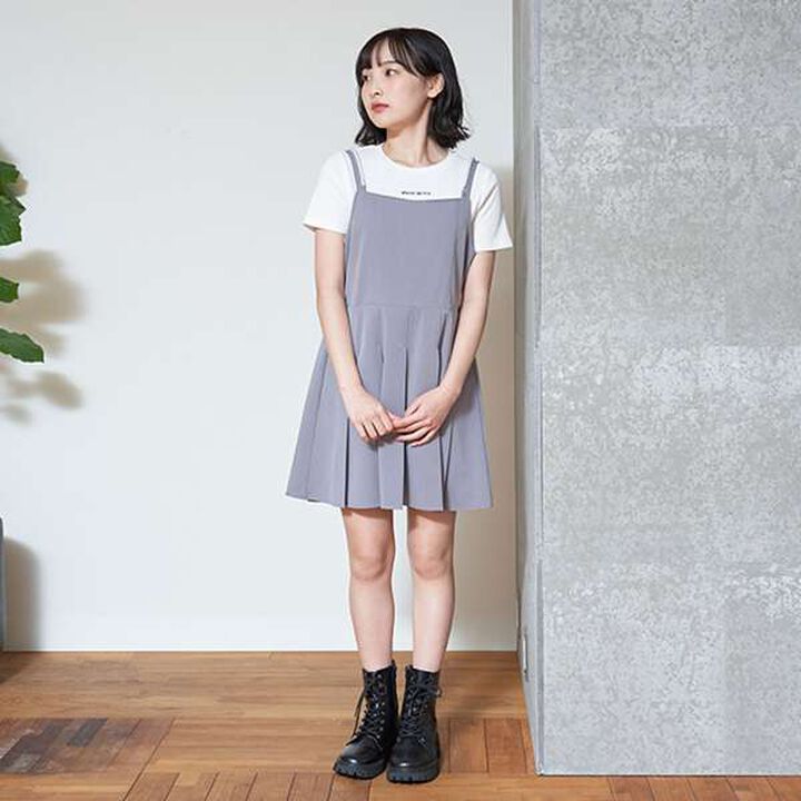 Inner Lining Included Pearl Code Jumpskirt,Gray, medium image number 10