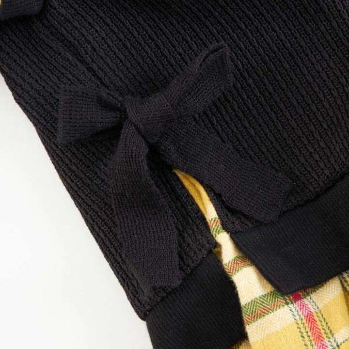 KP Layered Check One-Piece Dress [90-160],Black, medium image number 12