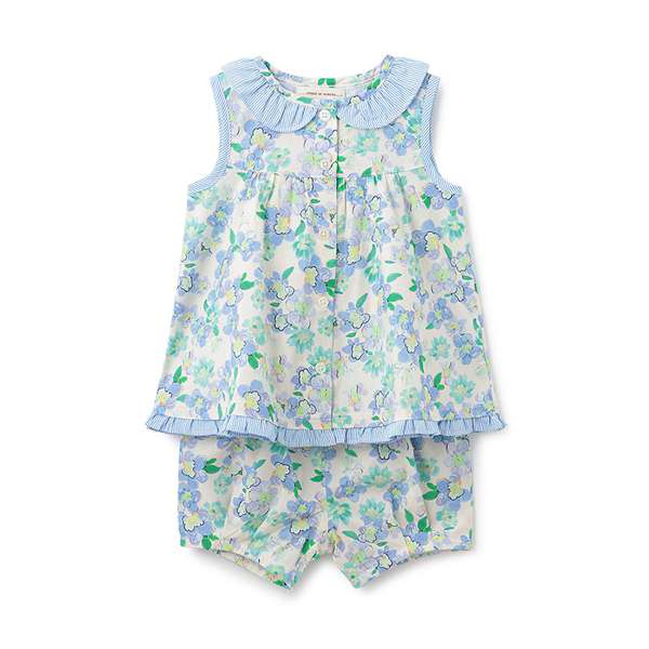 Broad Print Outfit Set,Blue, large image number 0