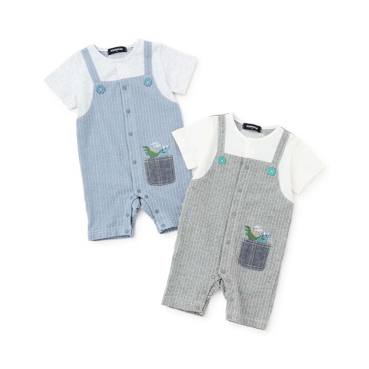 Dinosaur Short-Sleeve Overall Romper,Top gray, medium image number 11