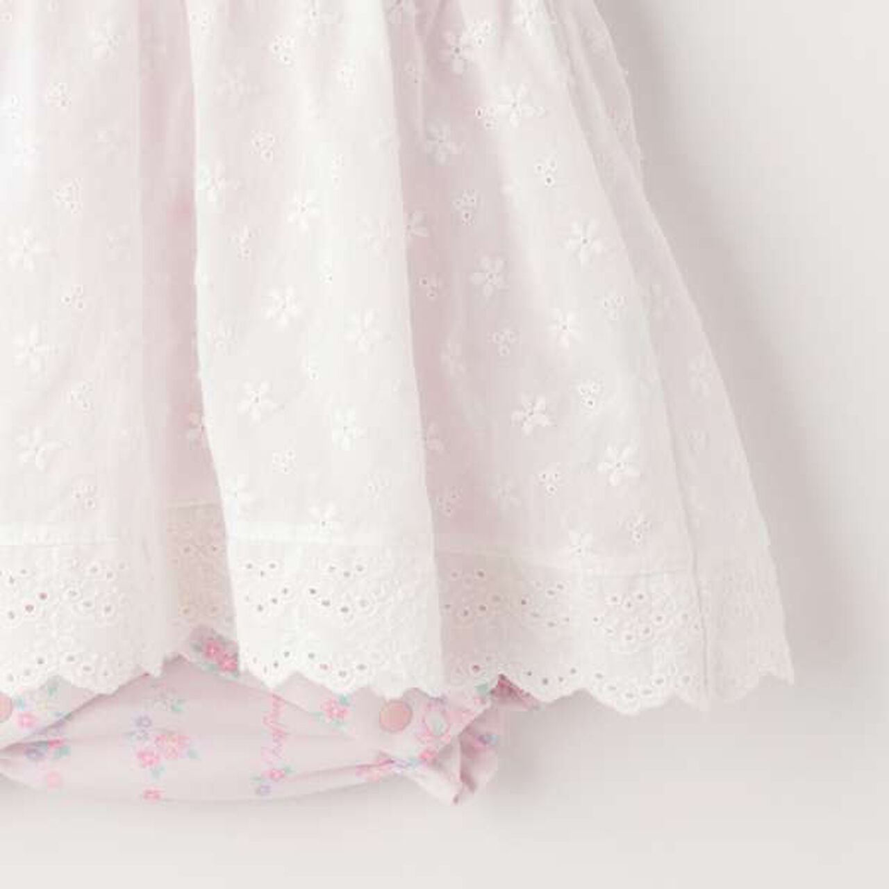 Short-Sleeve Romper & Lace Apron Skirt Set,Light pink, large image number 9