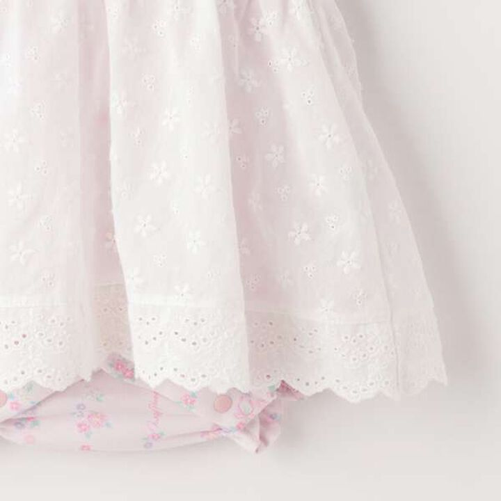 Short-Sleeve Romper & Lace Apron Skirt Set,Light pink, medium image number 9