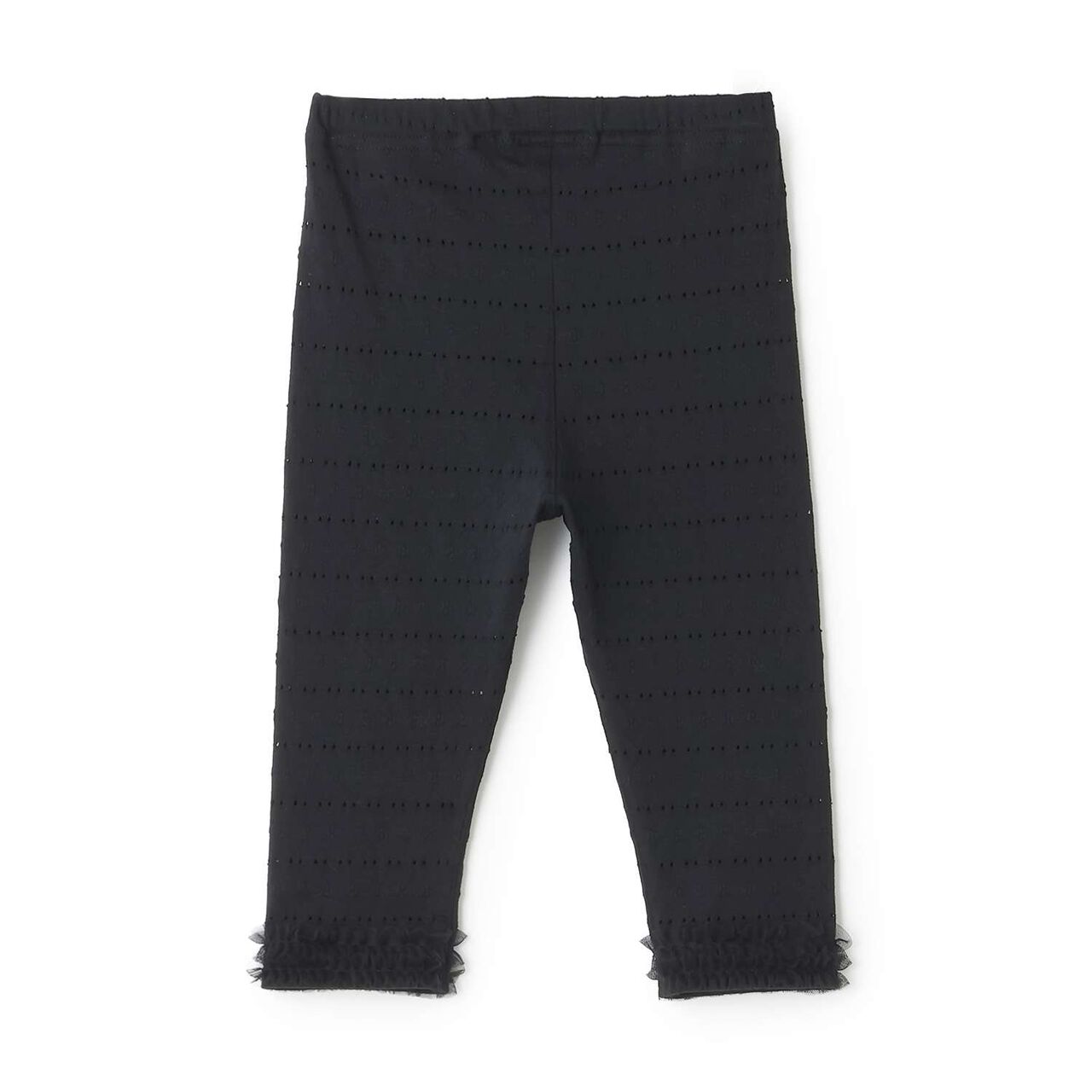 Tulle Hem 3/4 Length Leggings,Black, large image number 1