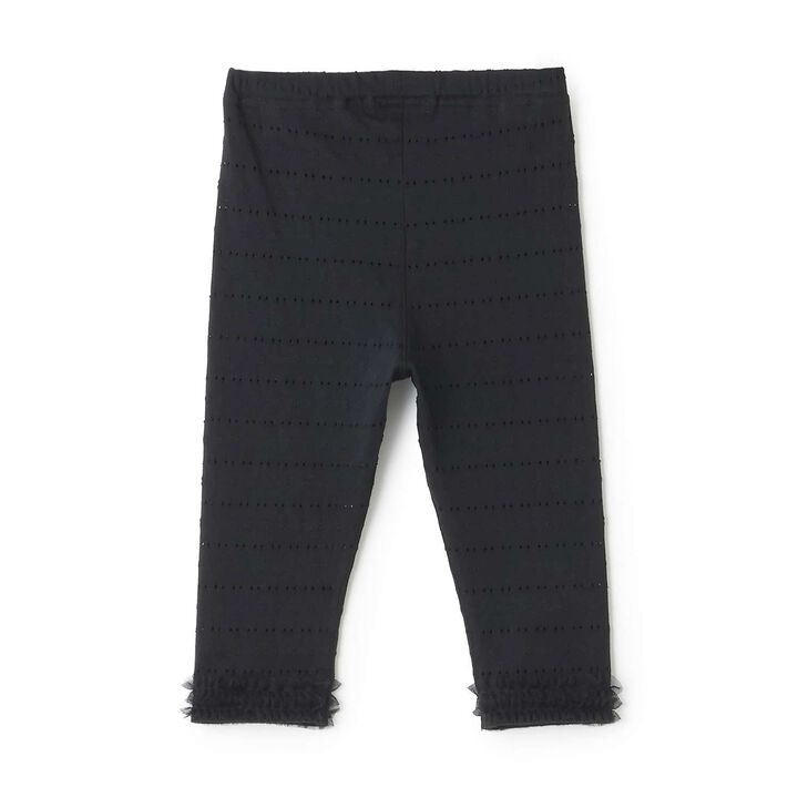 Tulle Hem 3/4 Length Leggings,Black, medium image number 1