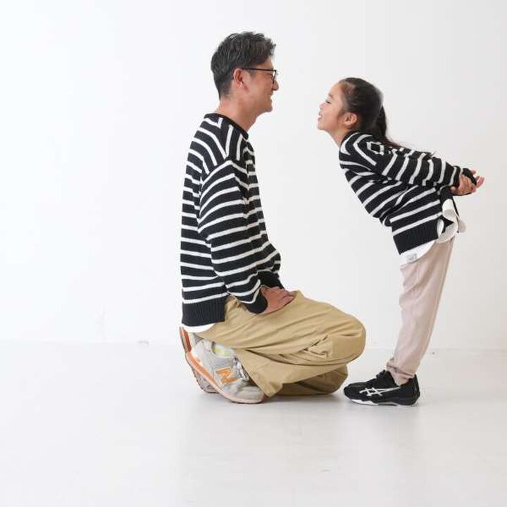 [Matching with Dad Outfit] Machine Washable Kids Layered Hem Knitwear,Striped, medium image number 10