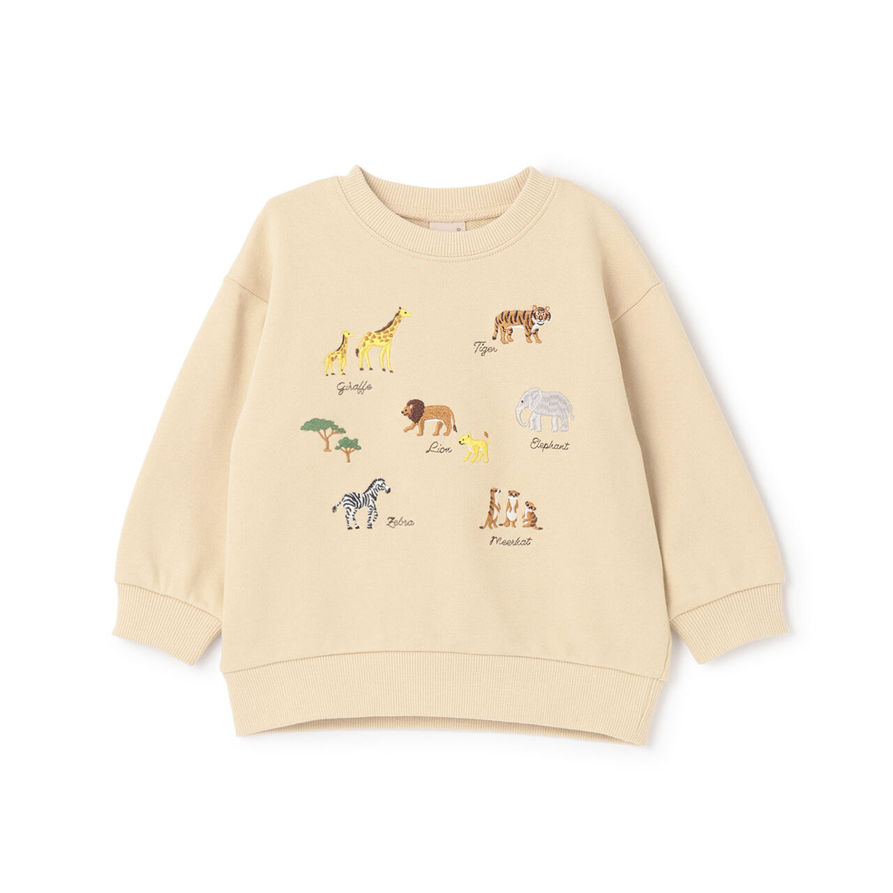 Animal Embroidery Sweatshirt,Cream, large image number 0