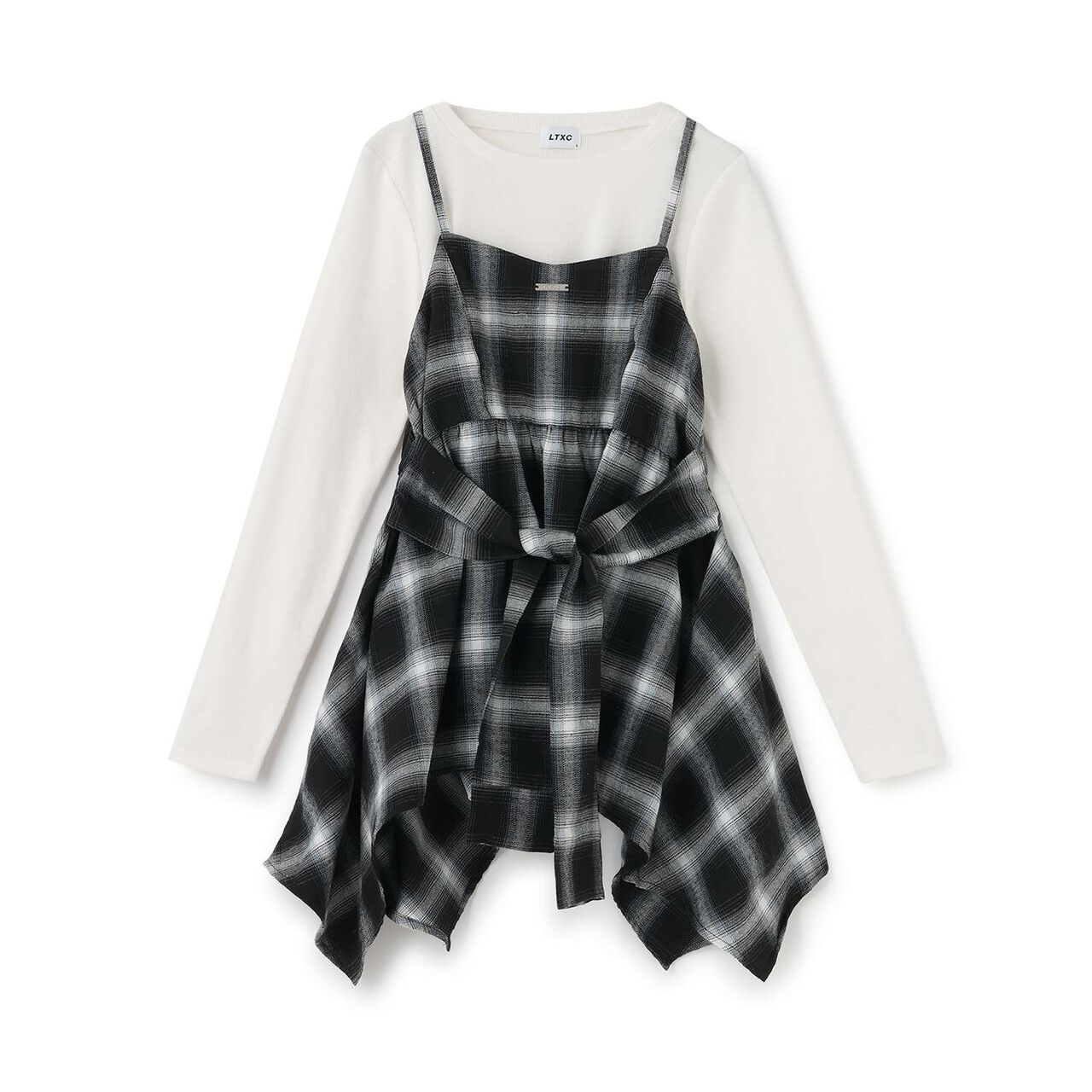 [LTXC] Quick-Dry Absorbent Checkered Camisole Tunic with Inner Lining,Ivory, large image number 9