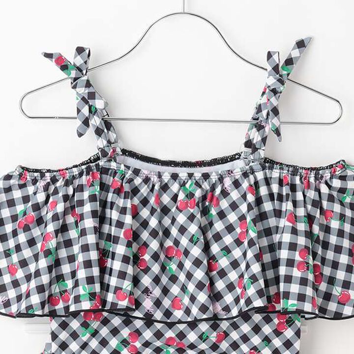[SWIM] Cherry Pattern Frill Swimwear (2 WAY),Black, medium image number 3