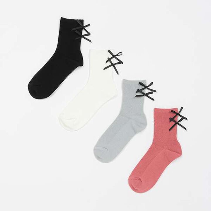 Back Ribbon Rib Socks,Gray, medium image number 4
