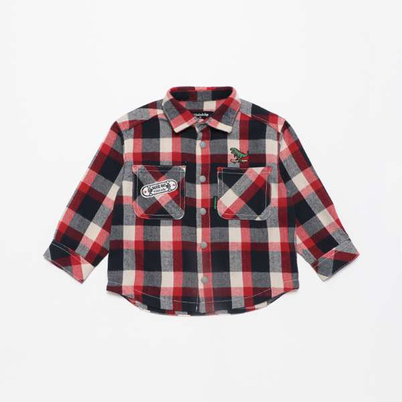 Dinosaur Check Long-Sleeve Shirt,Green, large image number 9