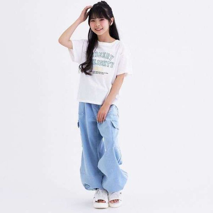 [Daily Price] 100% Cotton College Print Short Sleeve T-Shirt,Off white, medium image number 5