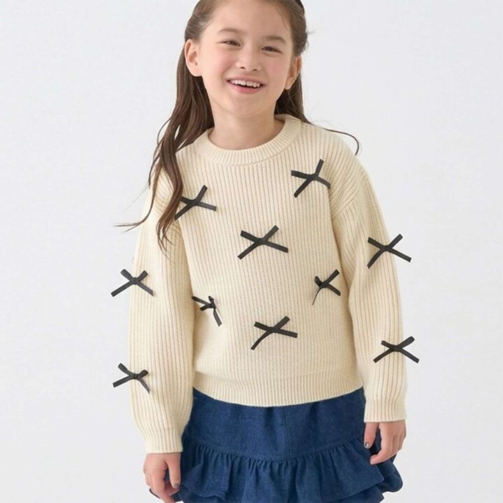 [Soft Knit] [Machine Washable] Ribbon Sweater,Ivory, medium image number 0
