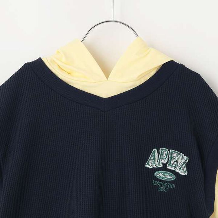 Layered Short-Sleeve Hoodie Vest,Top gray, medium image number 8