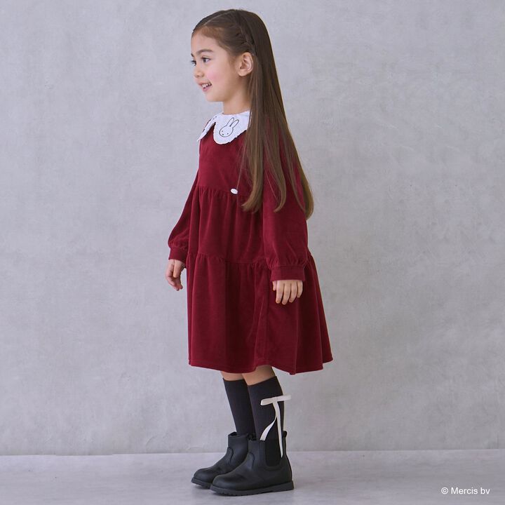 [Miffy] Collar Tiered One-Piece Dress,Charcoal gray, medium image number 1