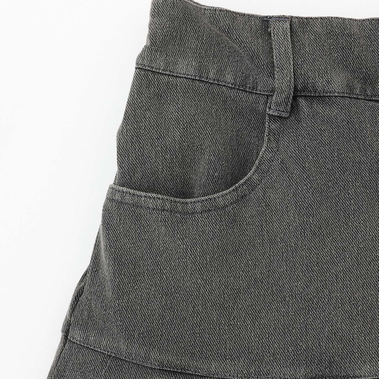 [Stretch] Denim-Look Cut Pleated Skirt,Blue, large image number 29